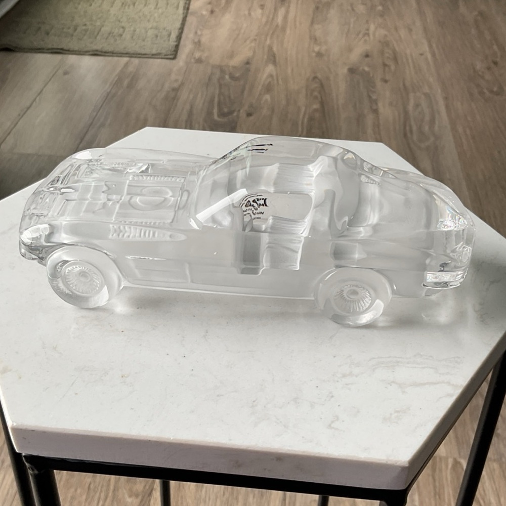 Vintage Hofbauer Chevrolet Corvette 1963 Lead Crystal Clear Glass Car 24%PBO